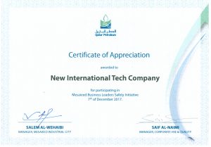CERTIFICATE OF APPRECIATION -BUSINESS LEADERS SAFETY INITIATIVE - QP